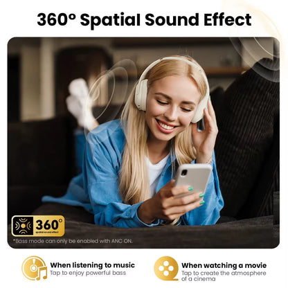 S30 Wireless Bluetooth 5.4 Headphones 43Db Adaptive Noise Cancelling Headsets 40Mm Driver 80H Playtime Earphones