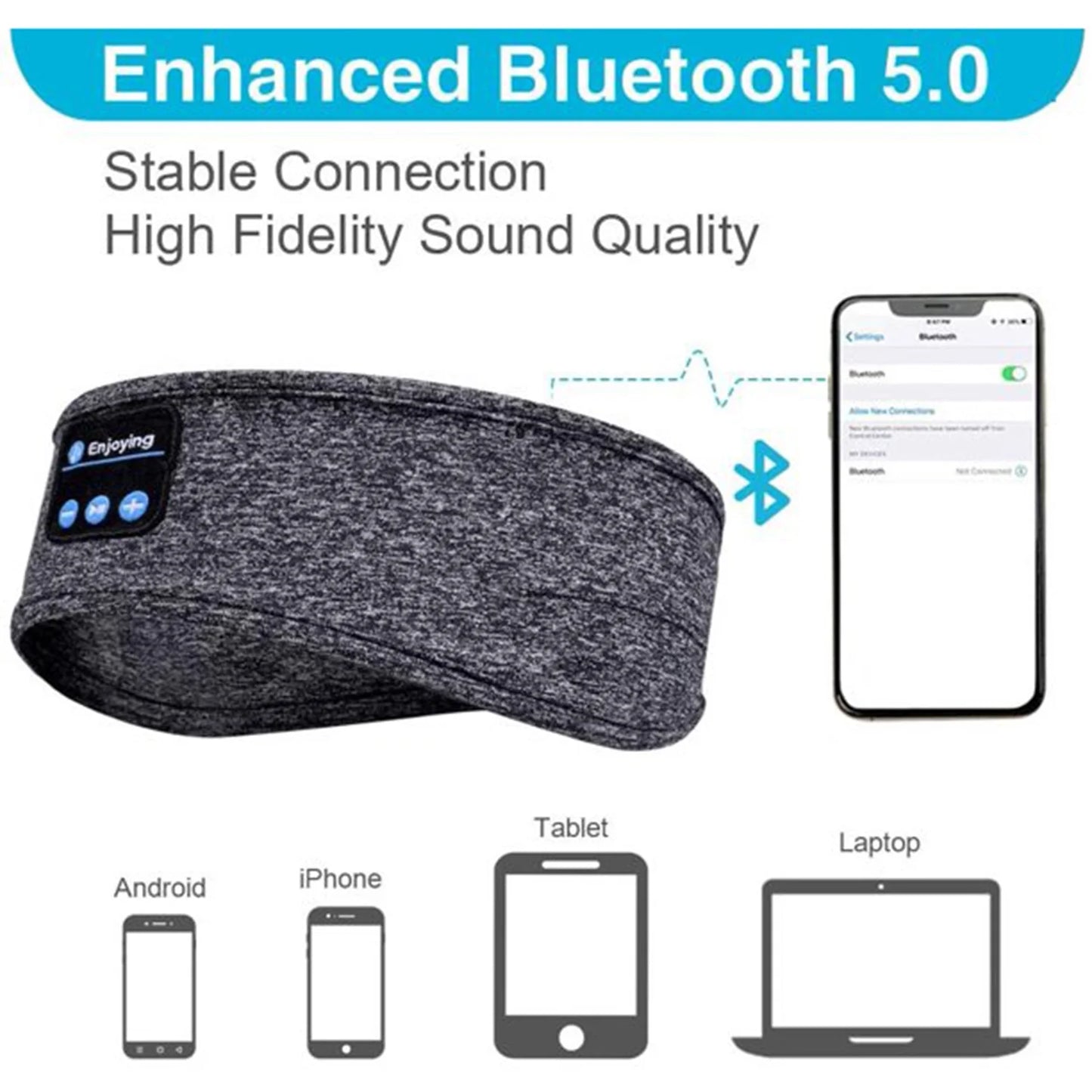 Wireless Bluetooth Sleep Headphones - Comfortable Headband Earphones for Restful Sleep, Running & Yoga
