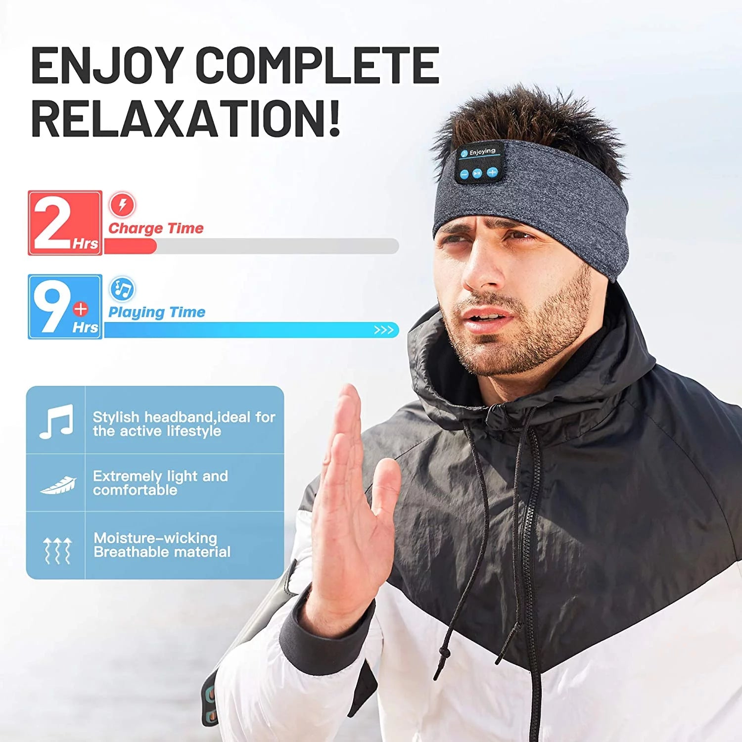 Wireless Bluetooth Sleep Headphones - Comfortable Headband Earphones for Restful Sleep, Running & Yoga